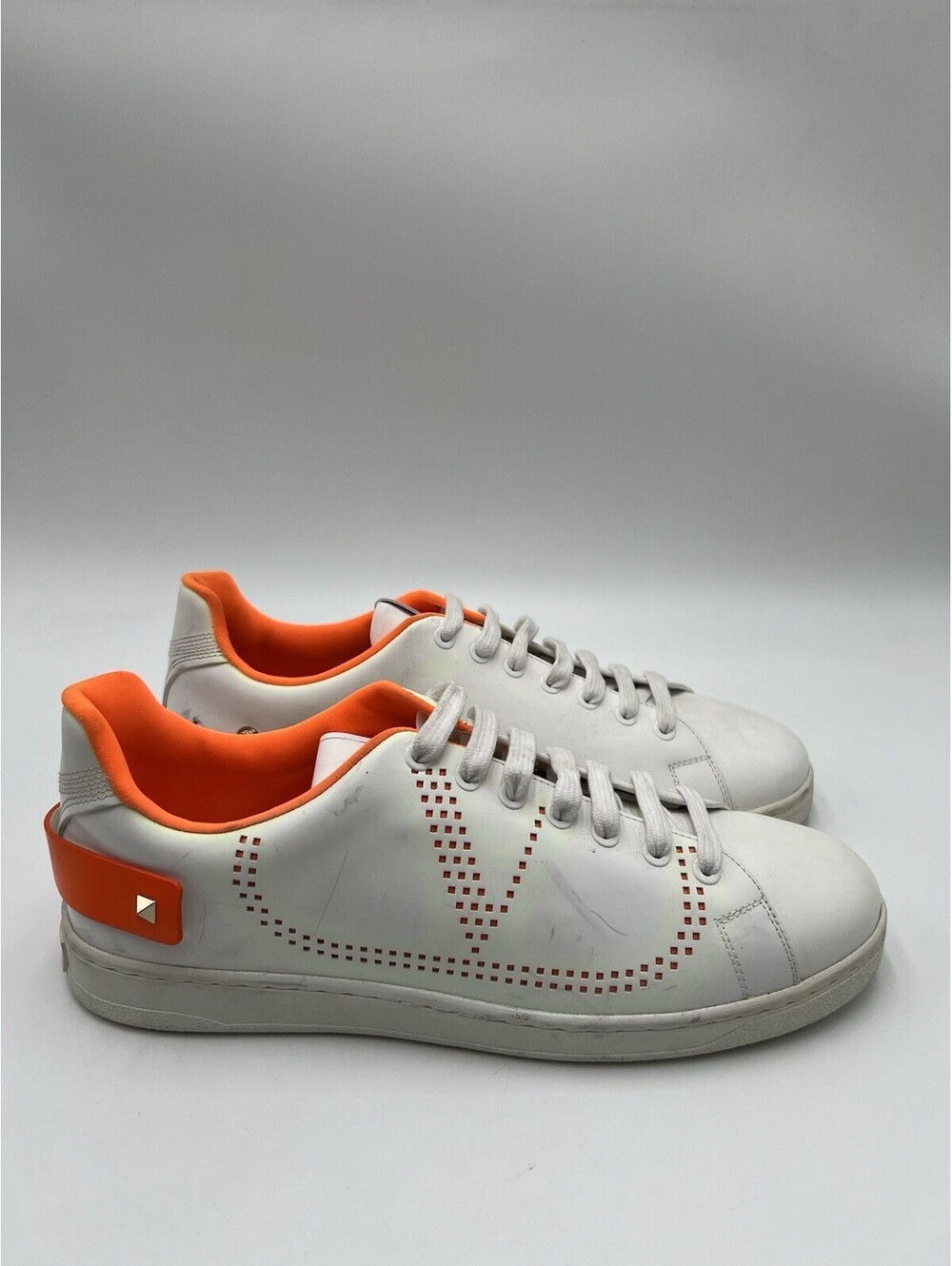 Valentino Garavani Backnet white leather perforated VLogo sneakers Size 42.5